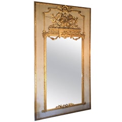 Late 18th Century Louis XVI, Trumeau Carved & Gilded Ancient Mirror, Pierglass