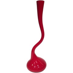 Venini Murano Glass "Single Flower" Red Vase, 1950
