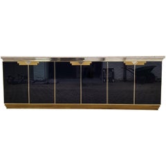 Extra Large Maison Jansen Black, Brass Credenza