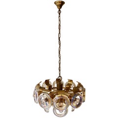 Vintage Murano Glass and Brass Chandelier