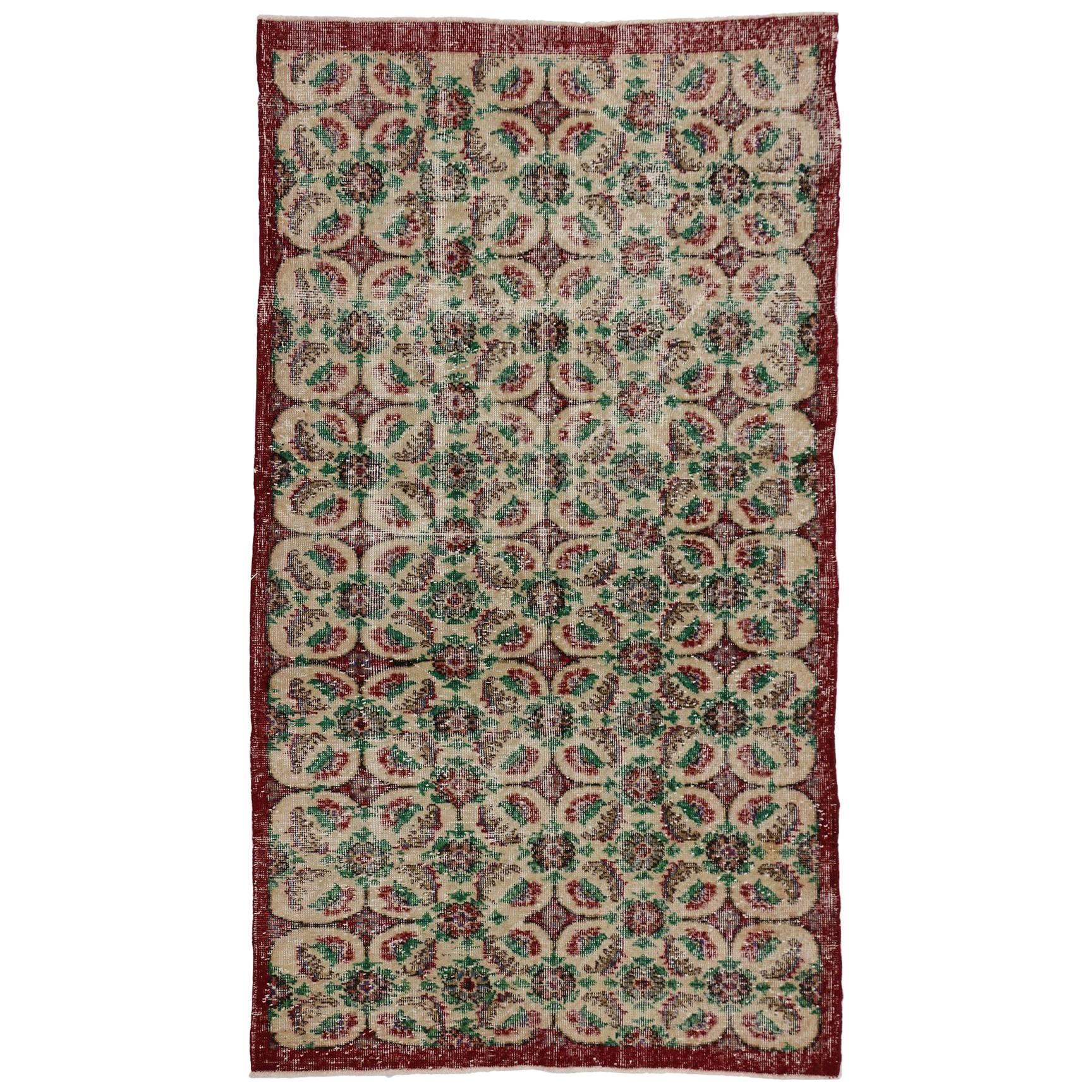 Zeki Muren Vintage Turkish Rug With French Country, Swedish Farmhouse Style For Sale