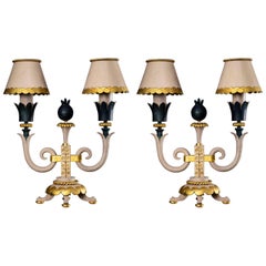 Pair of Midcentury Table Lamps in Iron, Style of Gilbert Poillerat, circa 1943