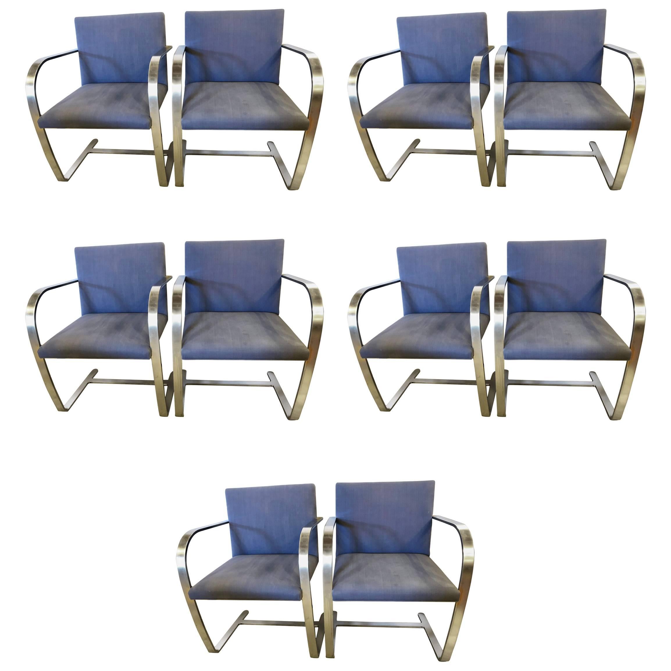 Mid Century Modern Set of Ten Mies van der Rohe Dining Chairs for Knoll
