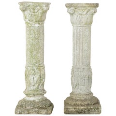 Pair of French Cast Stone Columns or Pillars from a Normandy Garden