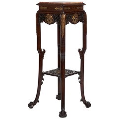 Gabriel Viardot, Pair of Chinoiserie Mahogany and Gilt Pedestals, France, 1870