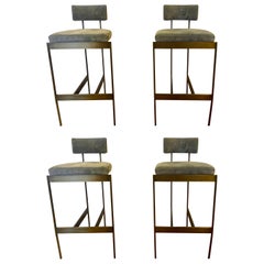 Set of Four Powell And Bonnell 'Alto' Suede Bar Stools