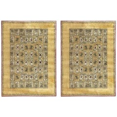 Paule Leleu, Paar Teppiche mit von Azteken inspirierten Motiven, Frankreich, 1957
