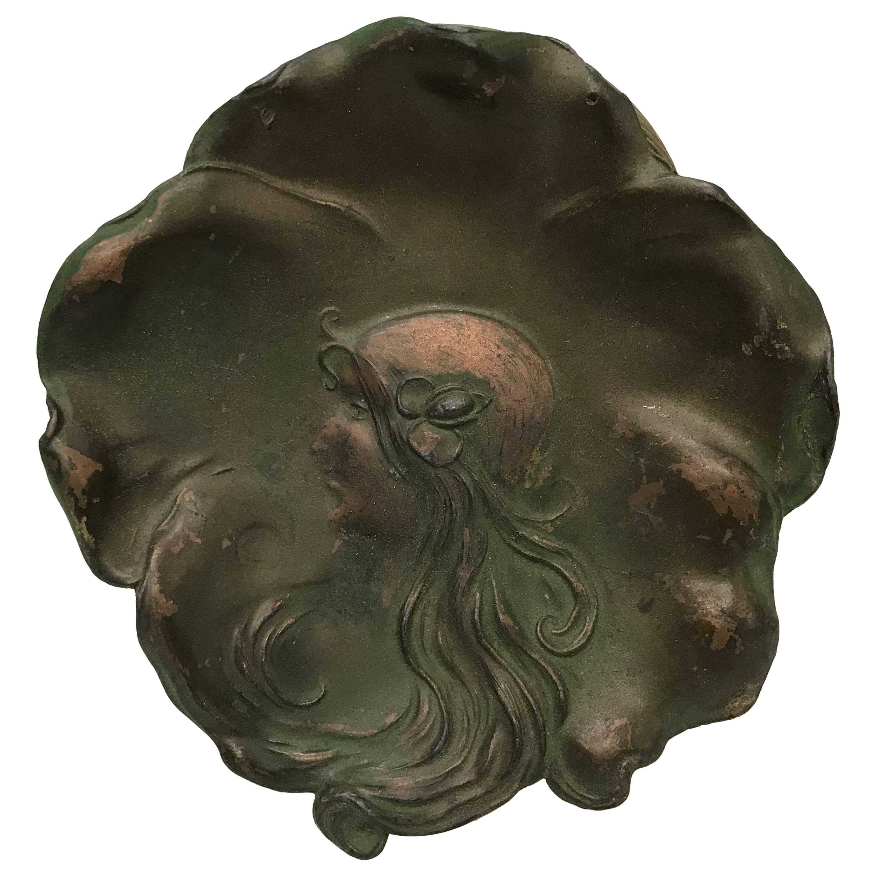 Art Nouveau Lady Plate, Signed and Dated 1906