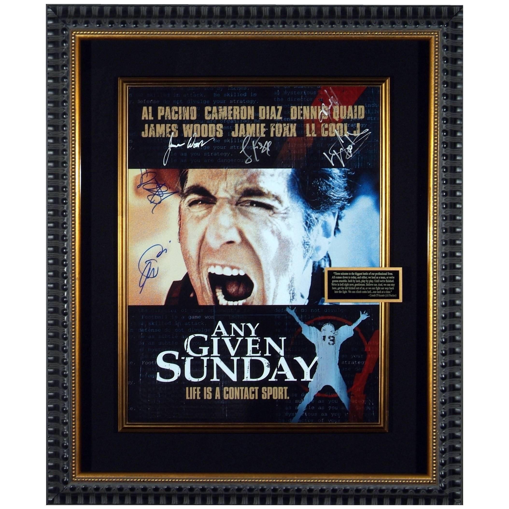 "Any Given Sunday" Cast Autographed Movie Poster Framed Memorabilia Display For Sale