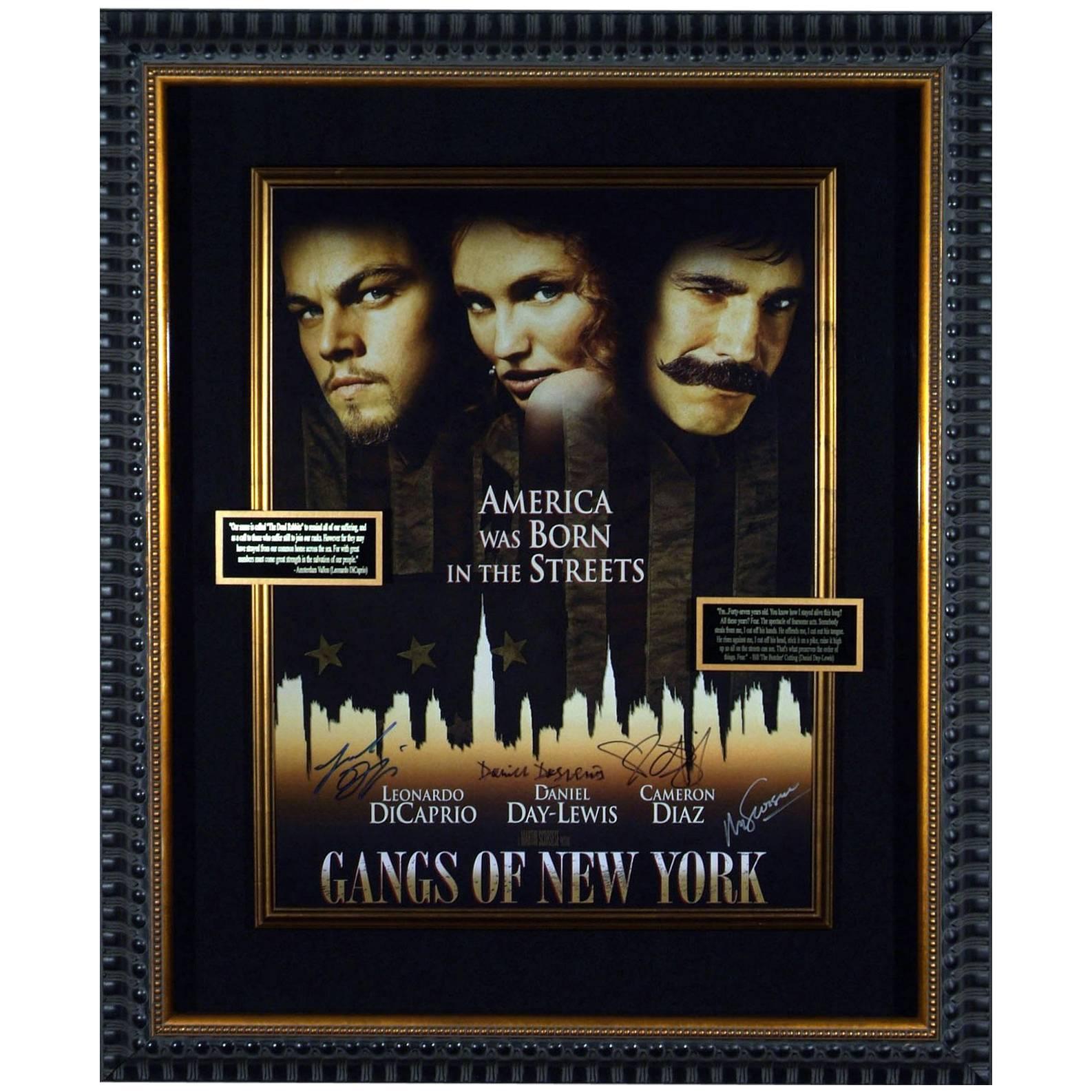 Gangs of New York Cast Autographed Movie Poster Framed Memorabilia Display For Sale