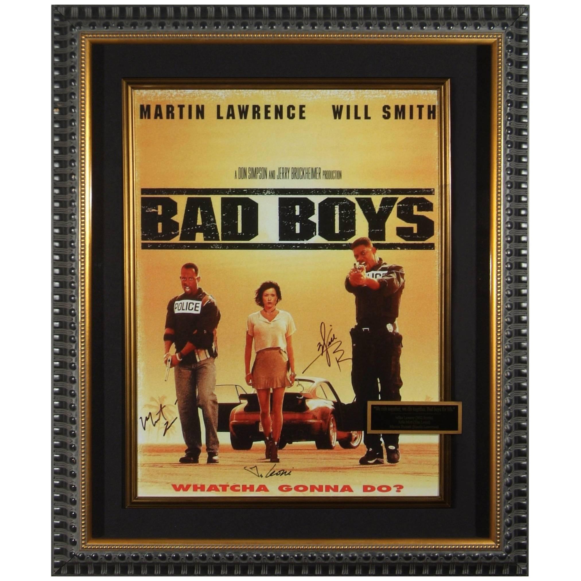 "Bad Boys" Autographed Movie Poster Framed Memorabilia Display  For Sale