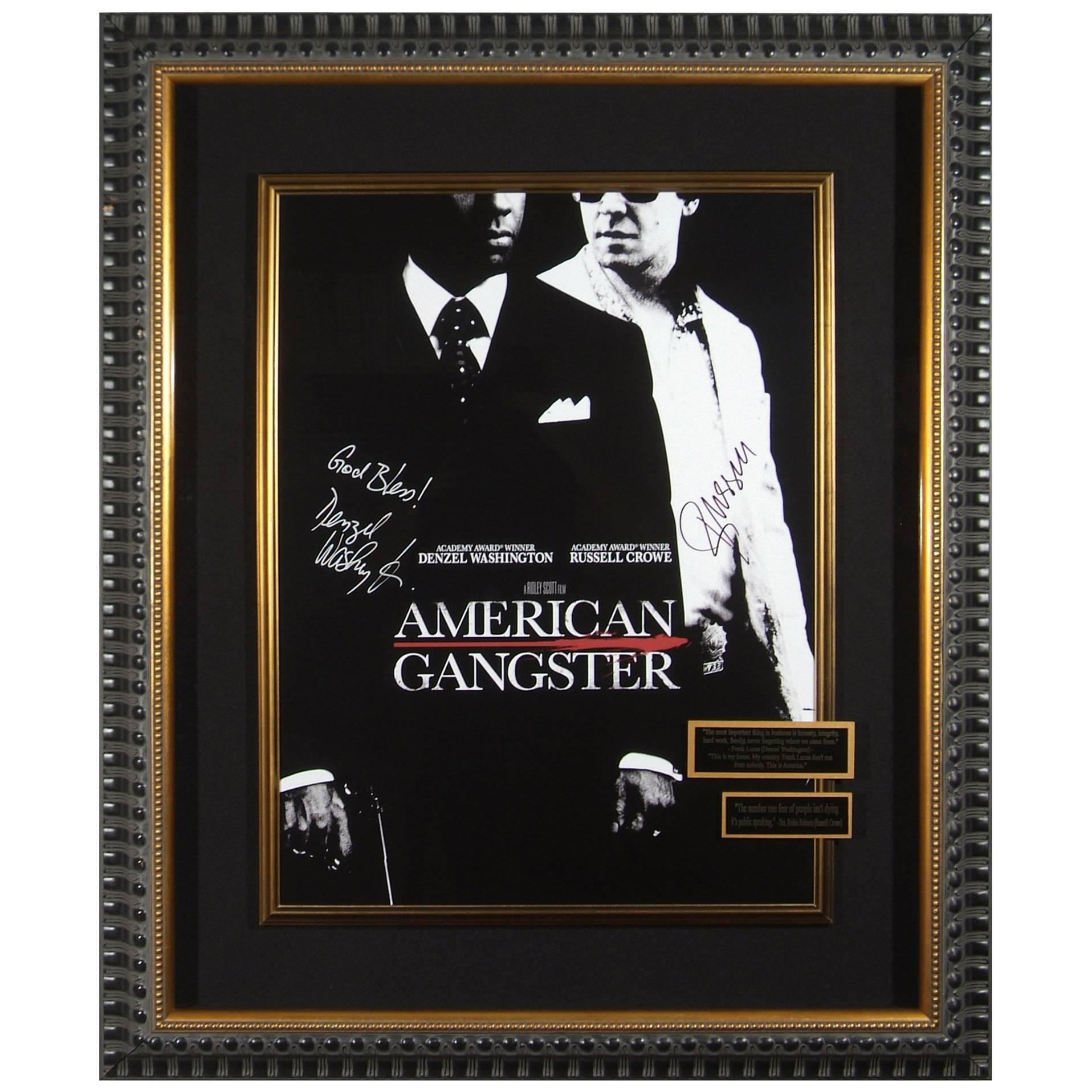 American Gangster Autographed Movie Poster Framed Memorabilia Display For Sale