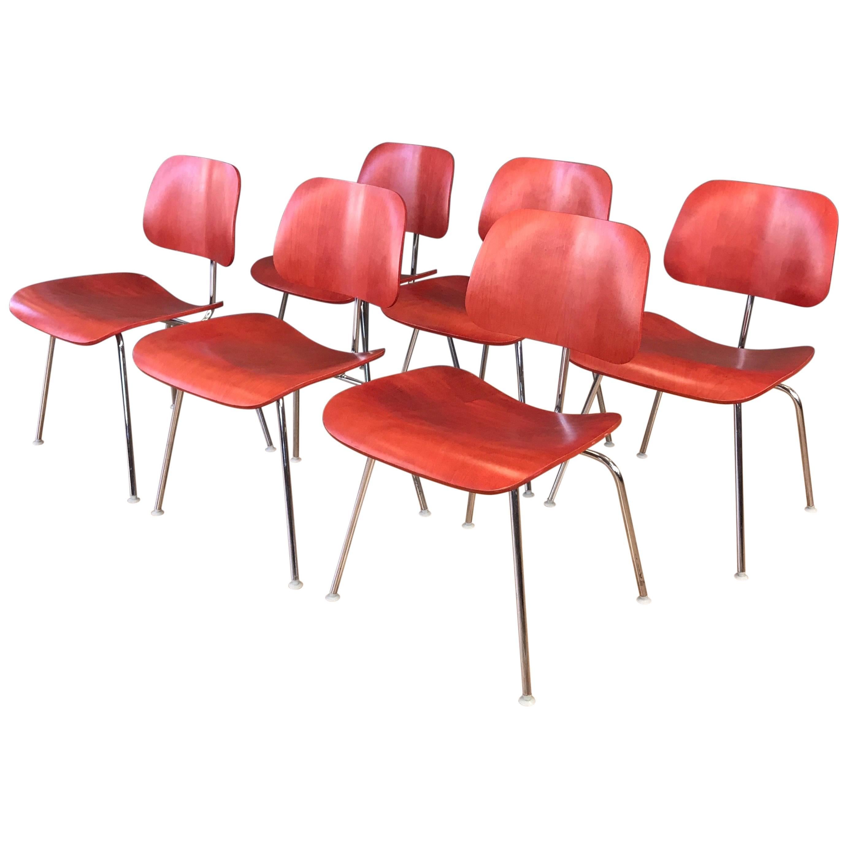 Eames for Herman Miller Aniline Red DCM Chair