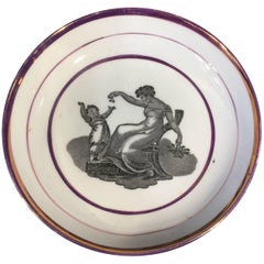 Thomas Wolfe & Co Cup and Saucer, Bucks Print in Purple Lustre Border