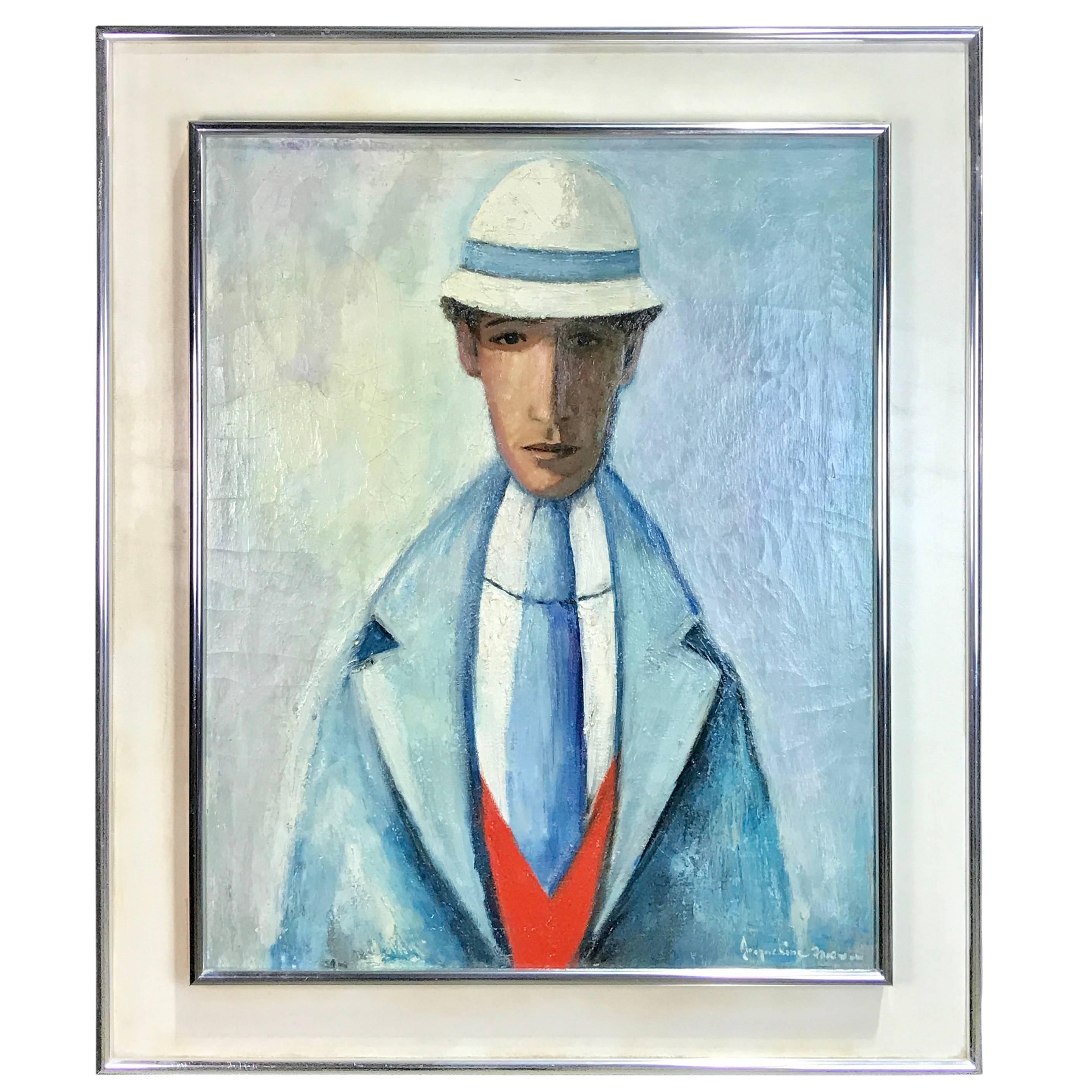 French Midcentury Portrait of a Man by Jacqueline Fromenteau