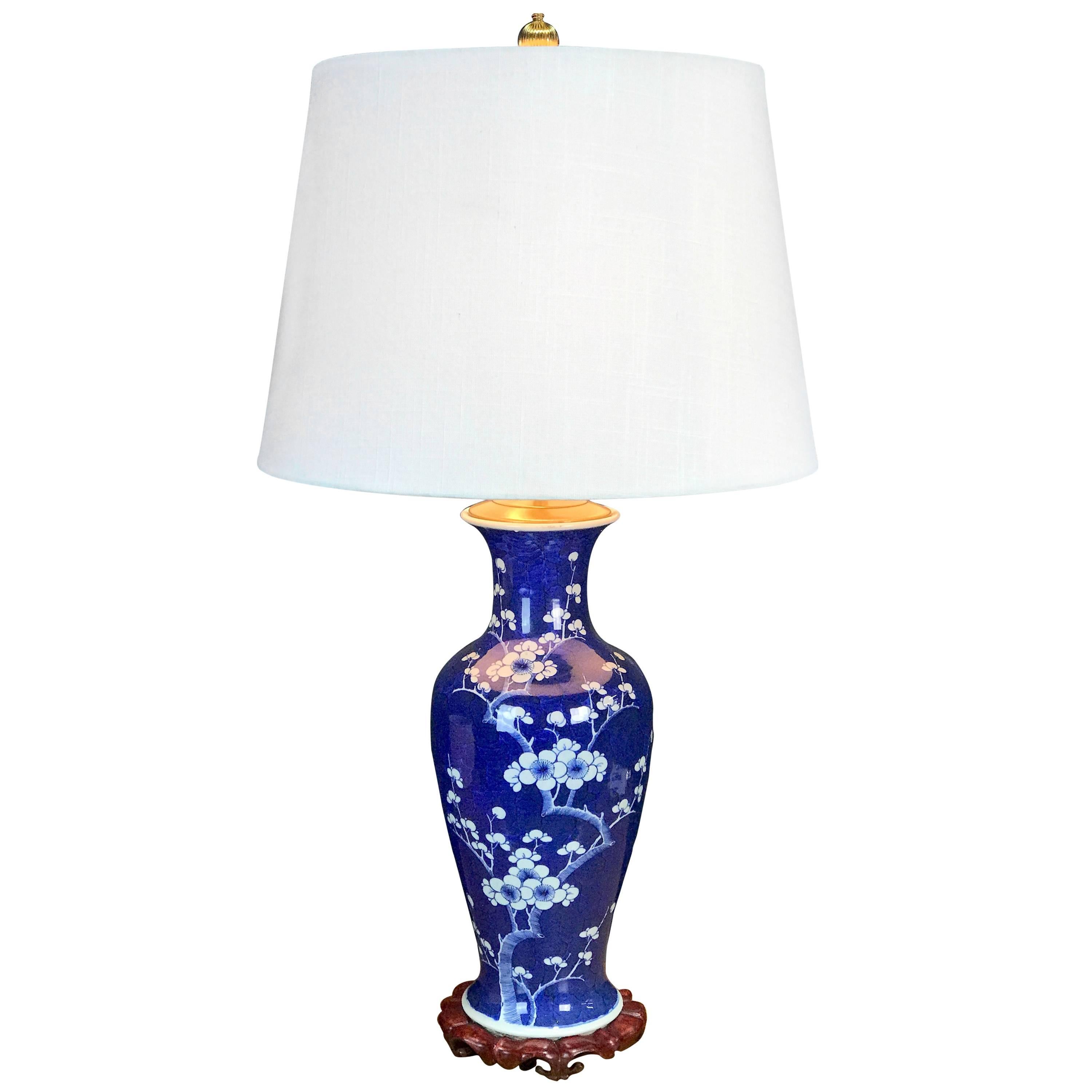Chinese Export Prunus Vase, Now as a Lamp
