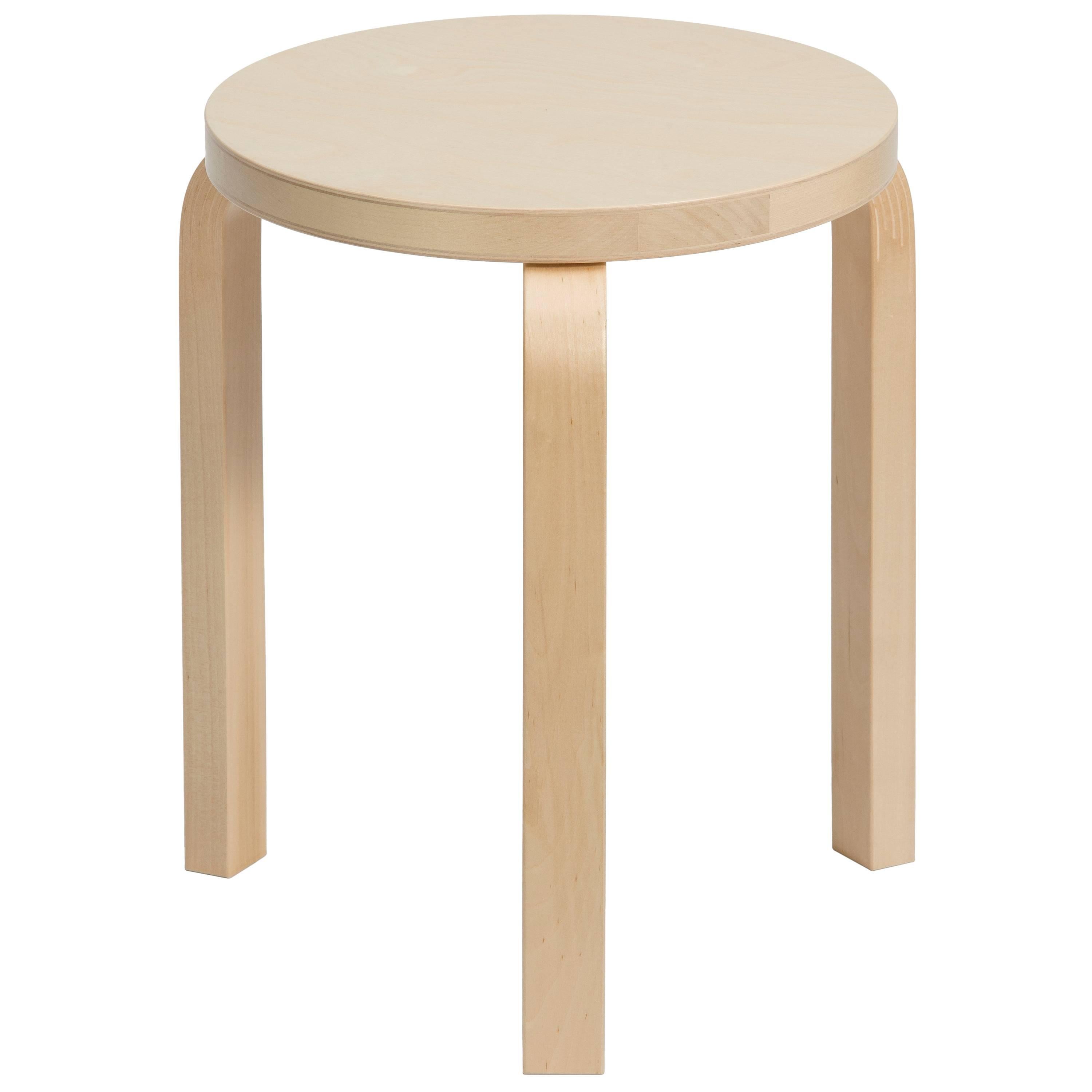 Authentic Stool 60 in Birch by Alvar Aalto & Artek For Sale