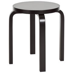 Authentic Stool E60 in Birch with Black Lacquer by Alvar Aalto & Artek