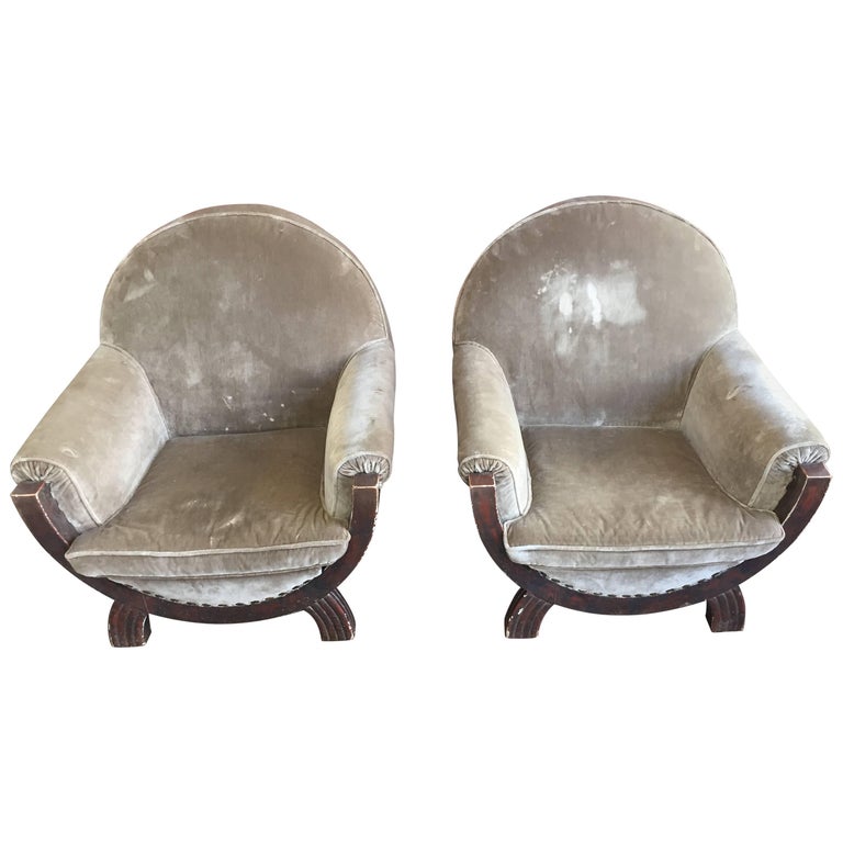 Armchairs Art Deco Silvered For Sale at 1stDibs