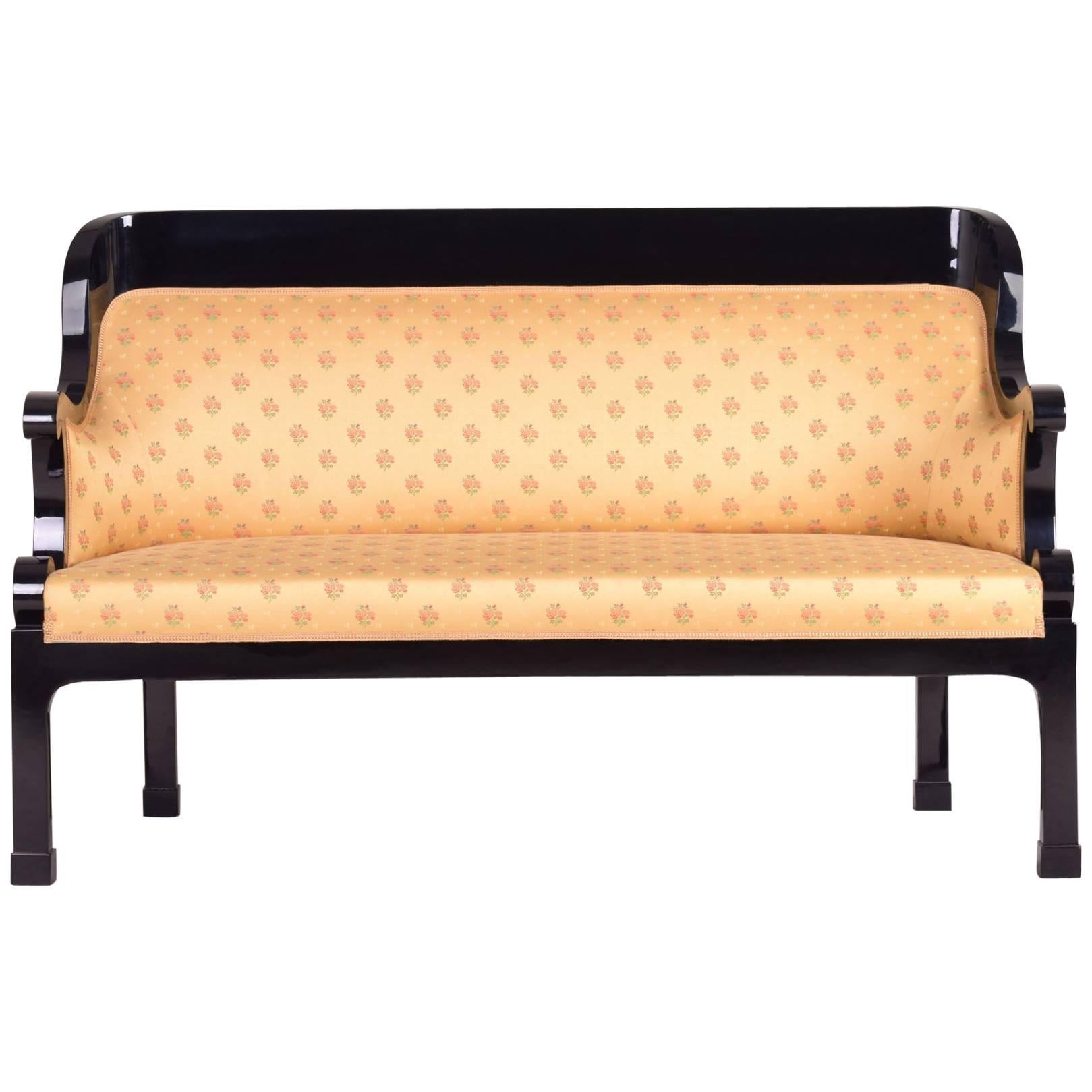 Unique Czechoslovak Empire Sofa, Completely Restored, Black Lacquer