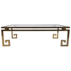 Brass and Chrome Greek Key Coffee Table in the Style of Maison Jansen