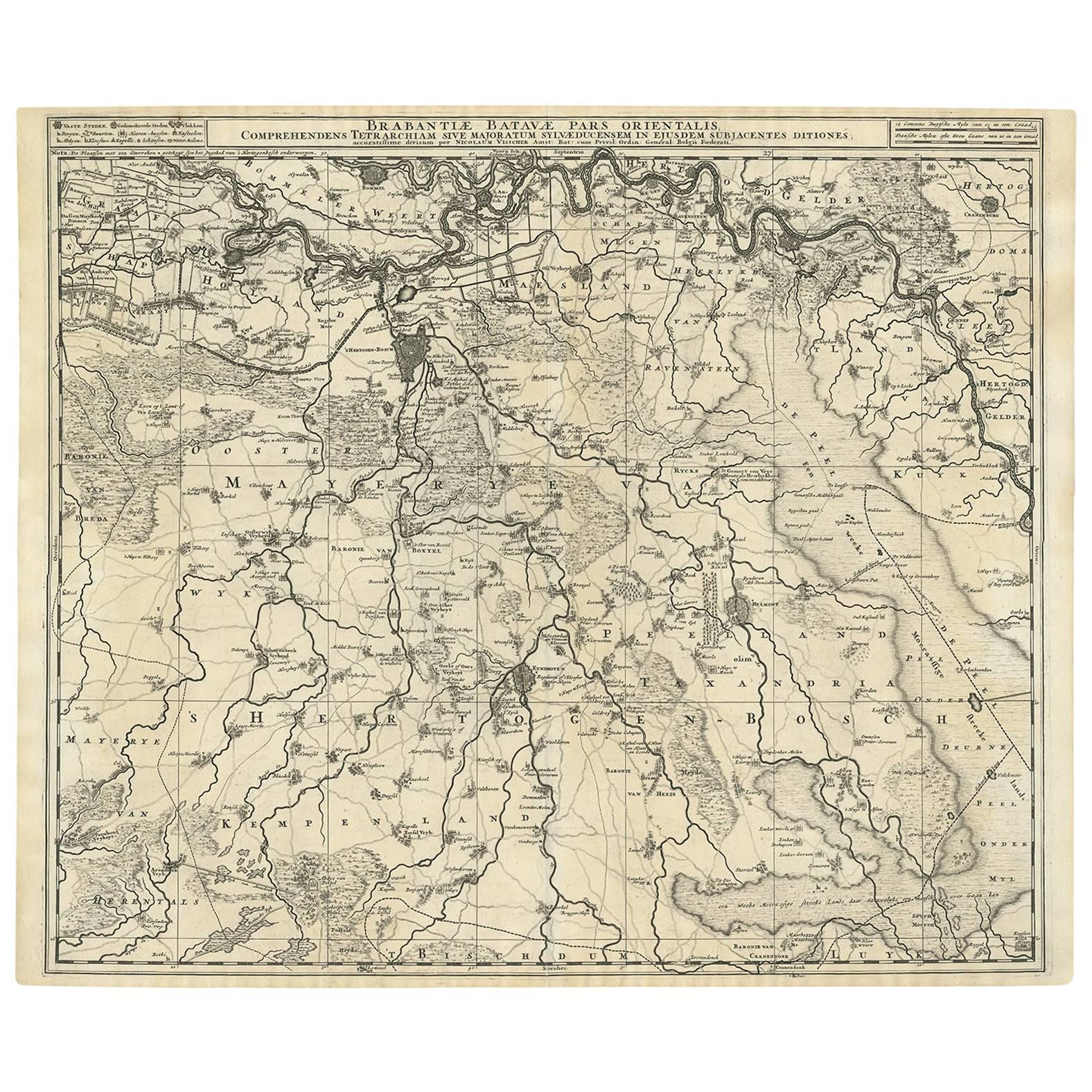 Antique Map of Brabant 'The Netherlands' by N. Visscher, circa 1690