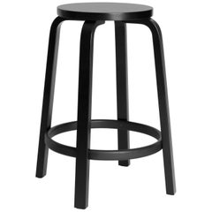 Authentic High Stool 64 Counter Stool in Black Lacquer by Alvar Aalto & Artek