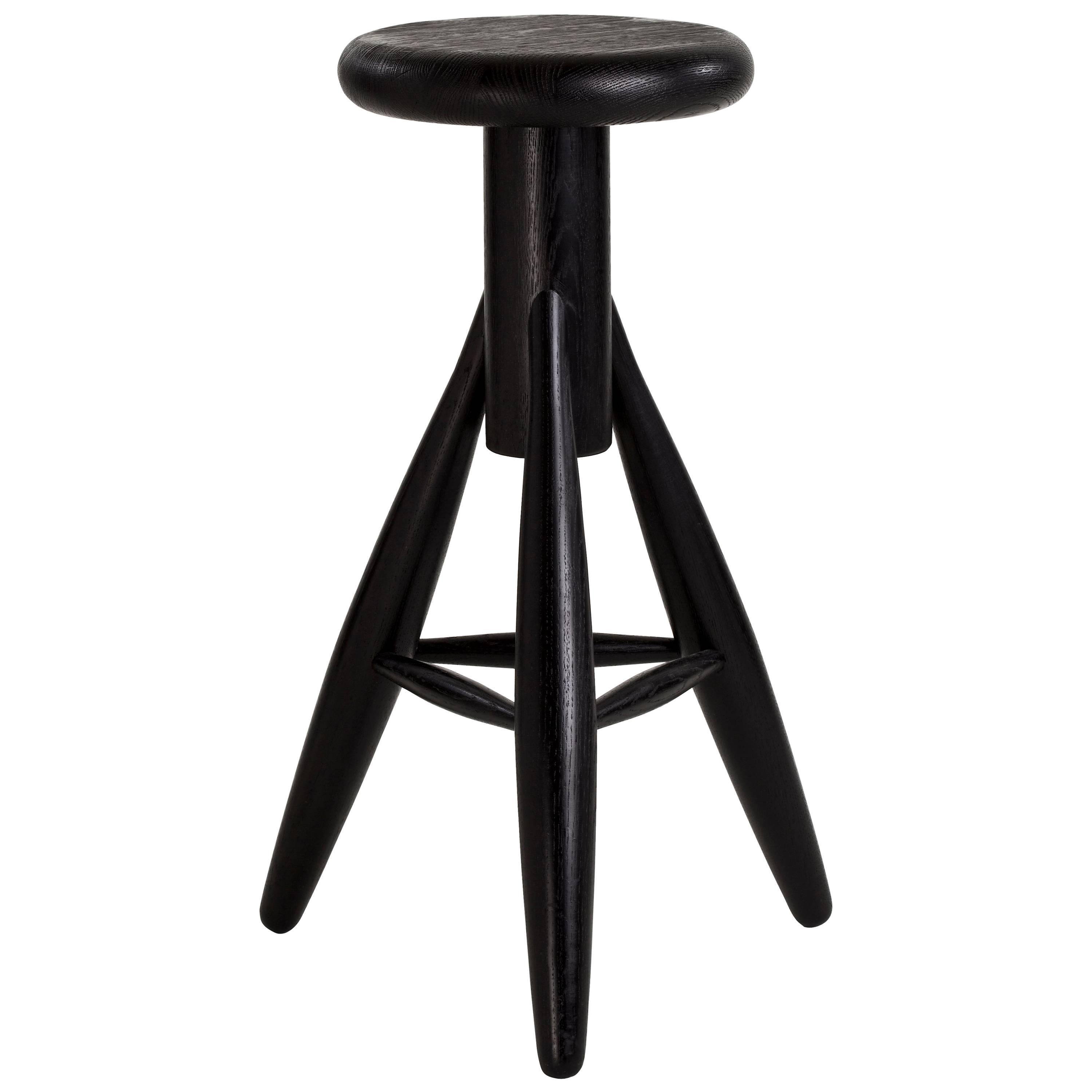 Authentic Rocket Bar Stool in Oak with Black Lacquer by Eero Aarnio & Artek For Sale