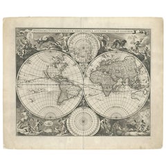 Magnifique carte du monde antique par l'ébéniste néerlandais Visscher, publiée vers 1679