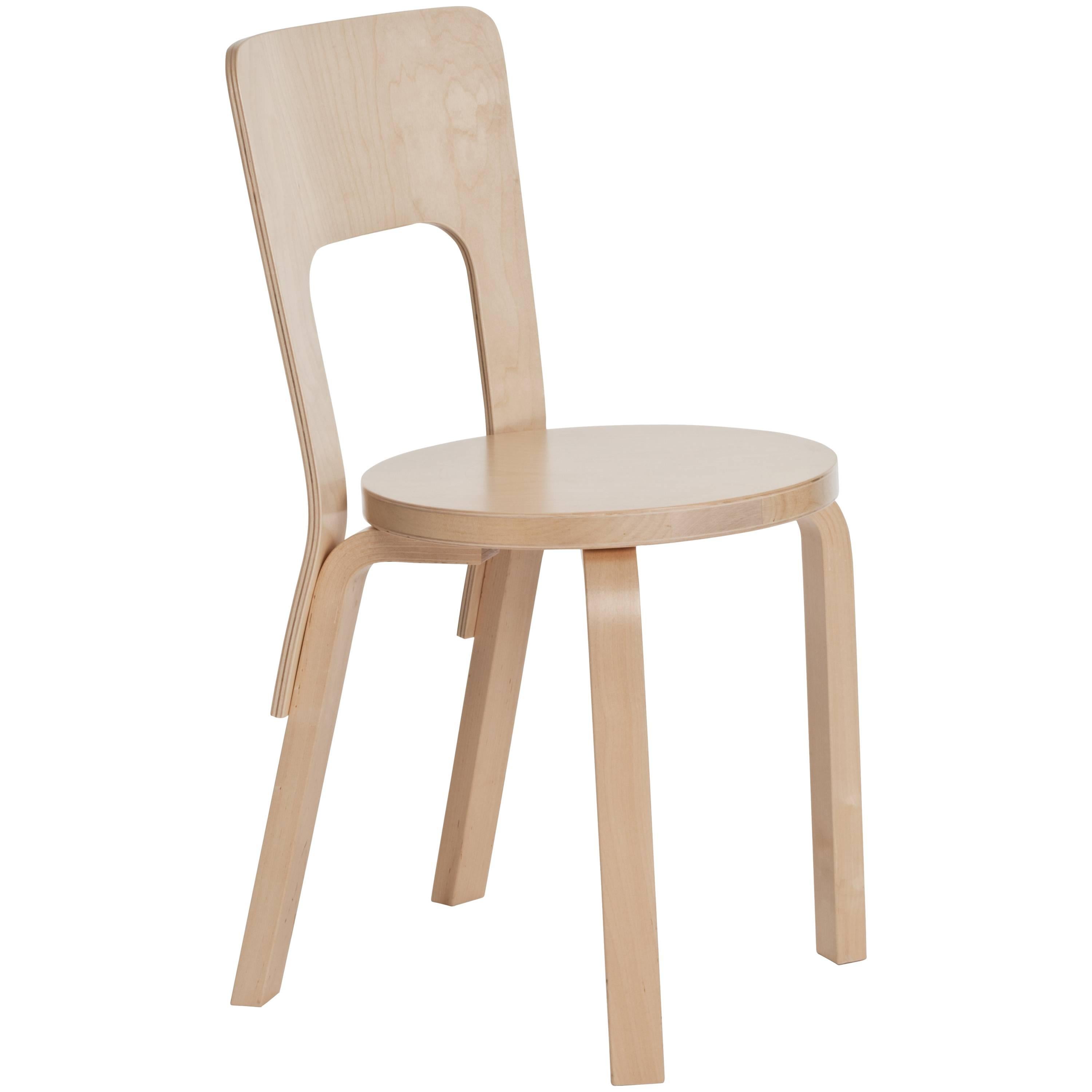 Authentic Chair 66 in Birch by Alvar Aalto & Artek For Sale