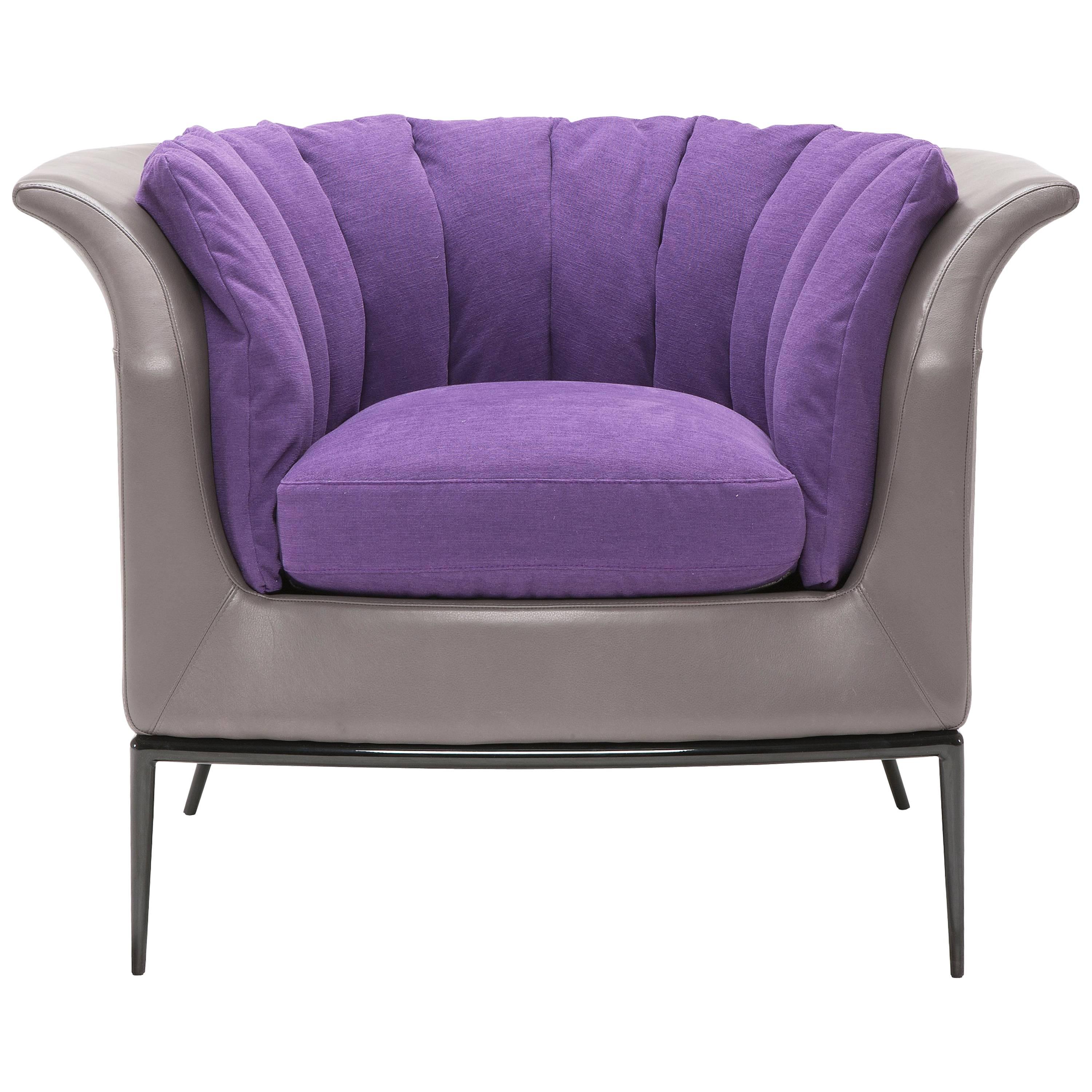 Buttercup Armchair in Purple and Gray by Luca Scacchetti For Sale