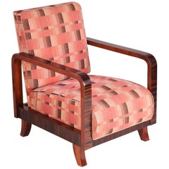 Art Deco Armchair, Period 1930-1939, Completely Restored, Original Fabric