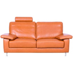 Willi Schillig Designer Sofa Two-Seat Beige Leather Couch