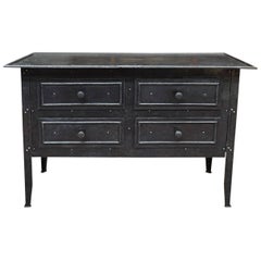 Rare Industrial Riveted Iron Chest of Drawer, 1900s