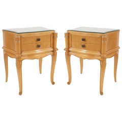 Pair of French Mid-Century Maple End Tables