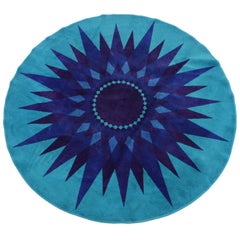 1970s Danish Hojer Eksport Wilton Vintage Round Rug