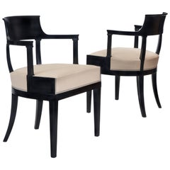 Pair Swedish Empire Period Ebonized Chairs