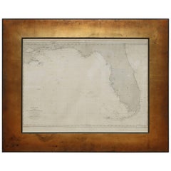 Antique Very Rare Marine Map of Florida, France, 1864