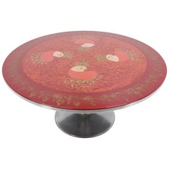 Mesa de comedor circular esmaltada Poul Cadovius Pintada a mano por Susan Mygge