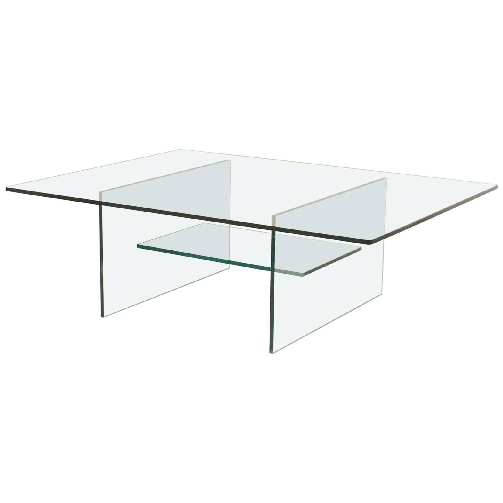 American Midcentury Glass Coffee Table For Sale at 1stDibs