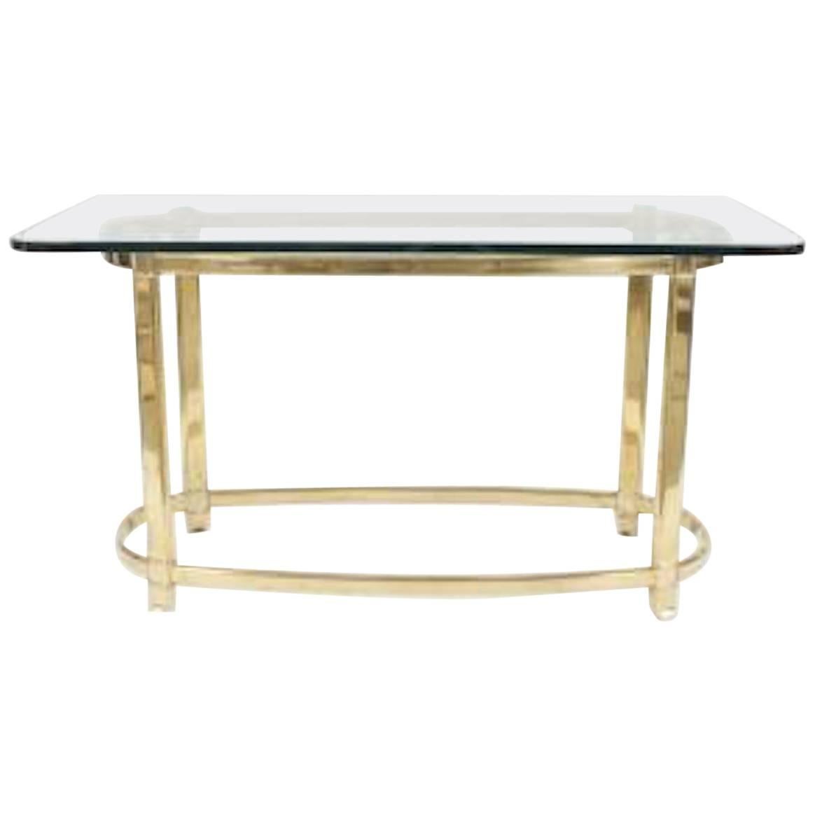 American Brass and Glass Center Table For Sale