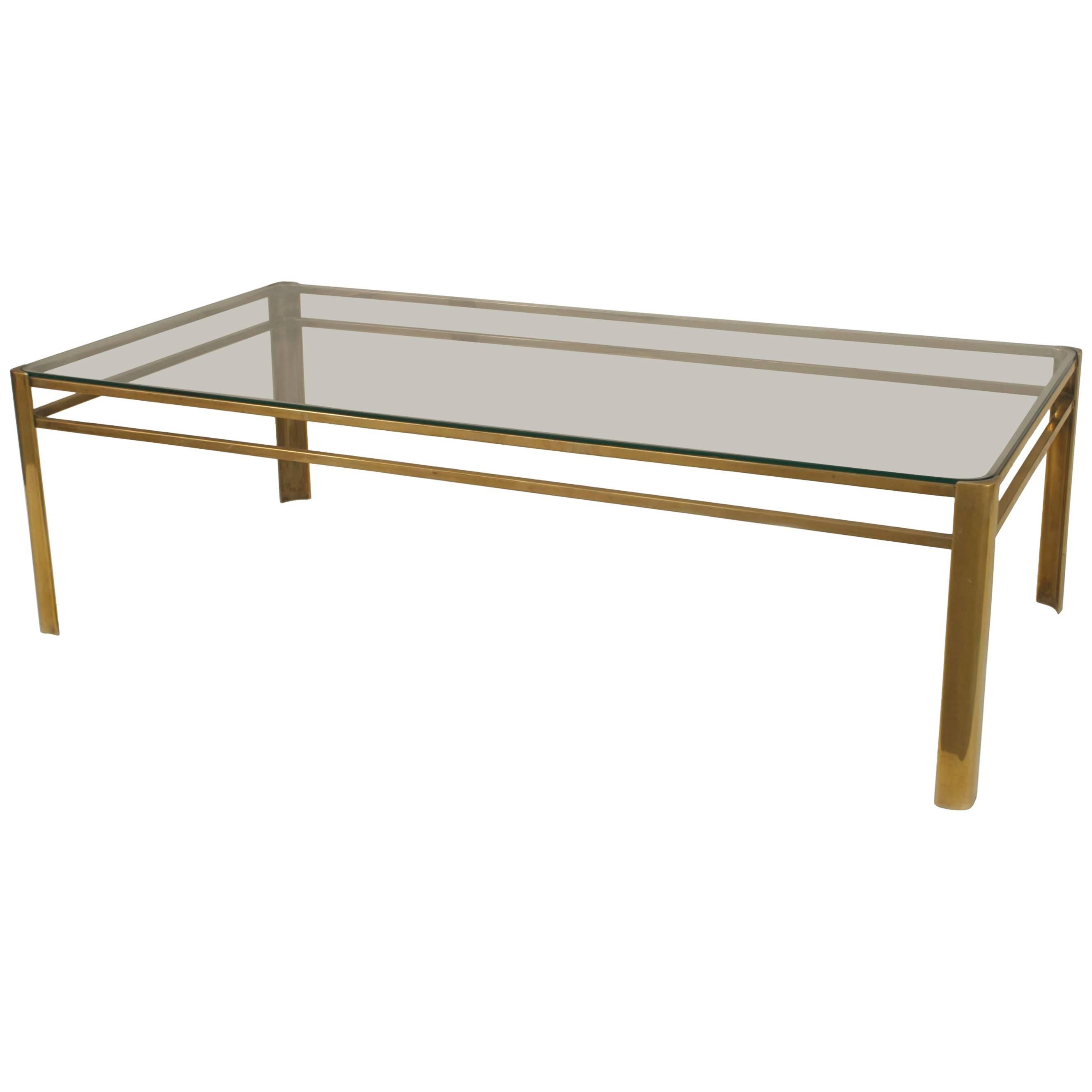 Jacques Quinet French Mid-Century Bronze and Glass Coffee Table
