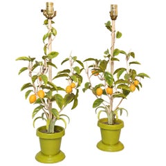 Pair of Vintage Lemon Tree Lamps