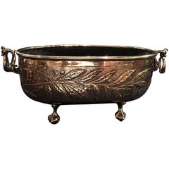 French Polished Brass Oval Jardinière or Planter, 19th Century