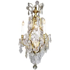 Antique French Early 20th Century Louis XV Style Gilt-Bronze and Cut-Glass Chandelier