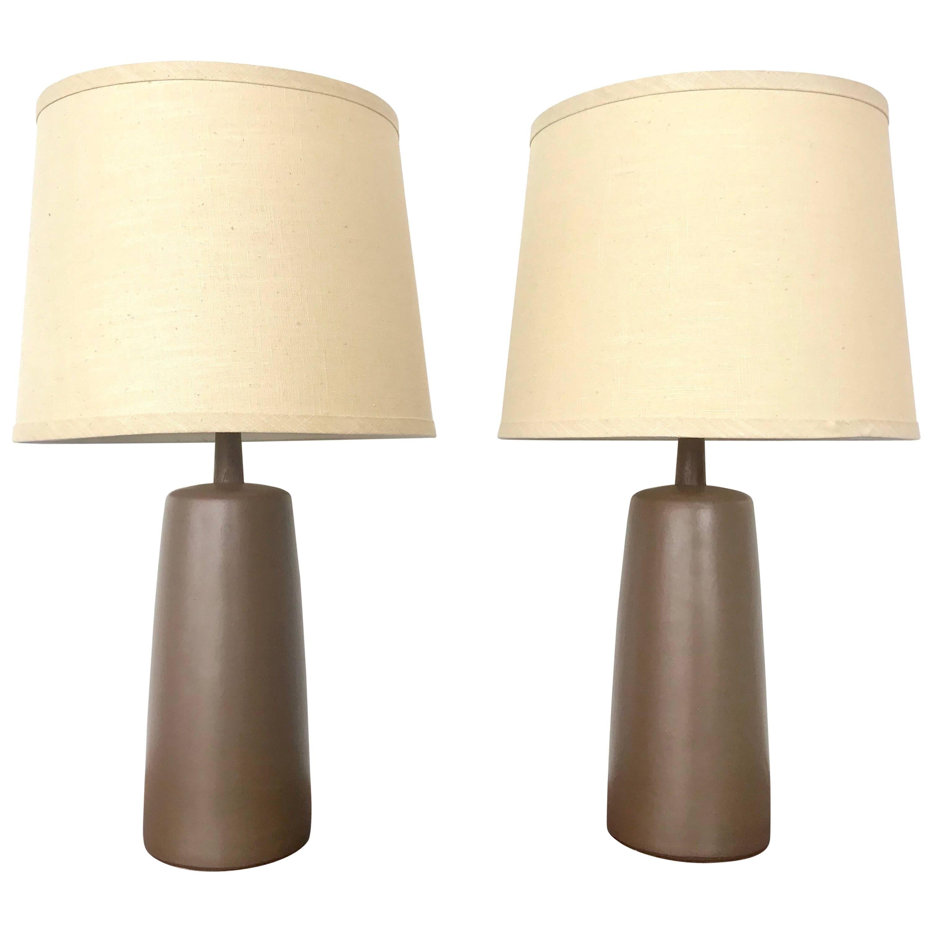Pair of Ceramic Martz Lamps with Original Shade