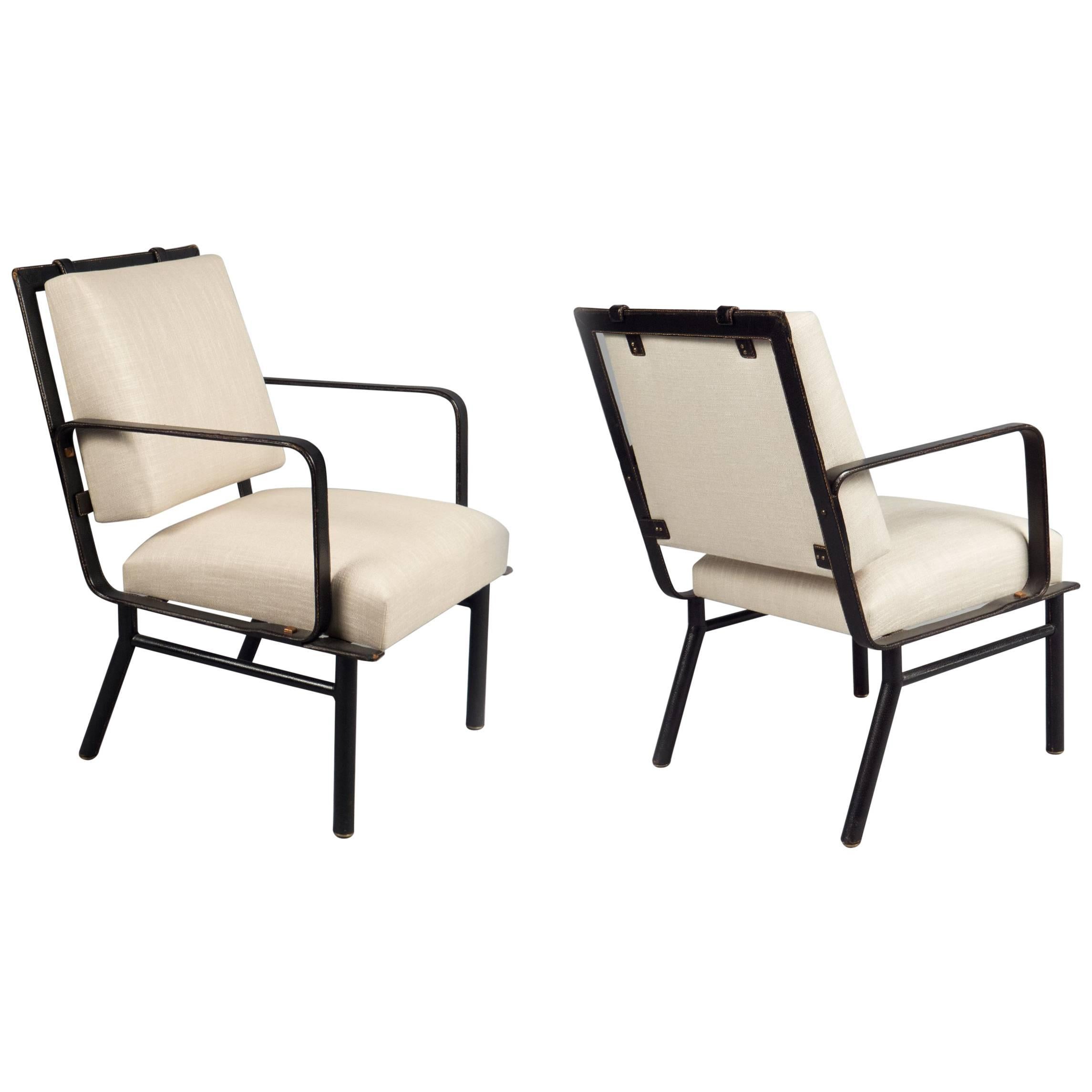Pair of Armchairs Attributed to Jacques Adnet, France, circa 1950