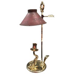 French Bouillotte Candle Desk Lamp with Fish Motif, 19th Century