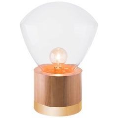 Table Lamp Lampadari #6, Brazilian Wood, Metal and Glass