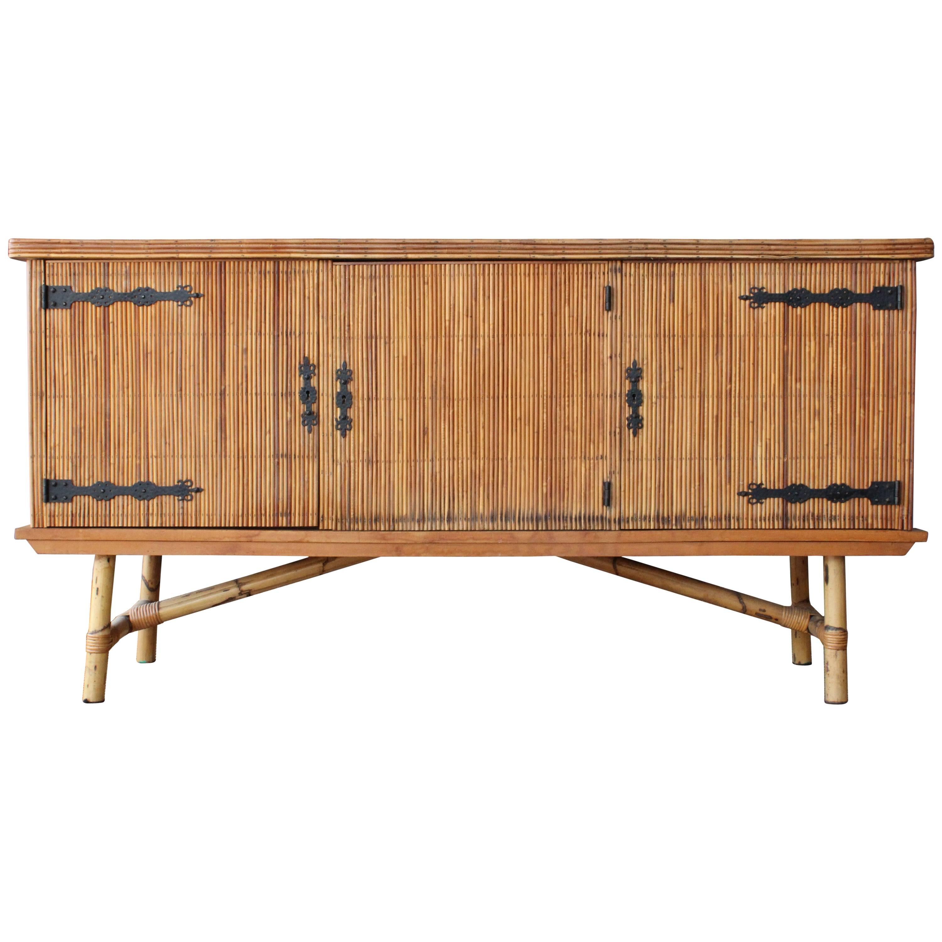 Bamboo Credenza by Audoux-Minet, France, 1960s